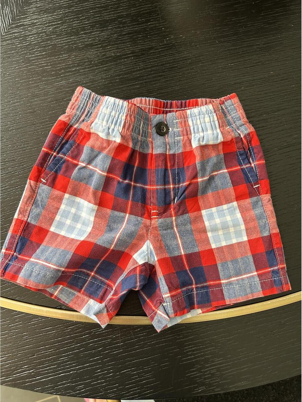 Janie and Jack Red Plaid Boys Pull-On Shorts 9-12 Months